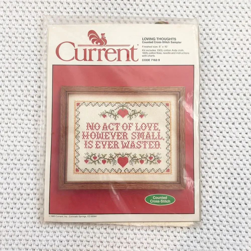 Current New Packaging NIP Loving Thoughts Counted Cross Stitch Kit Sealed 1983